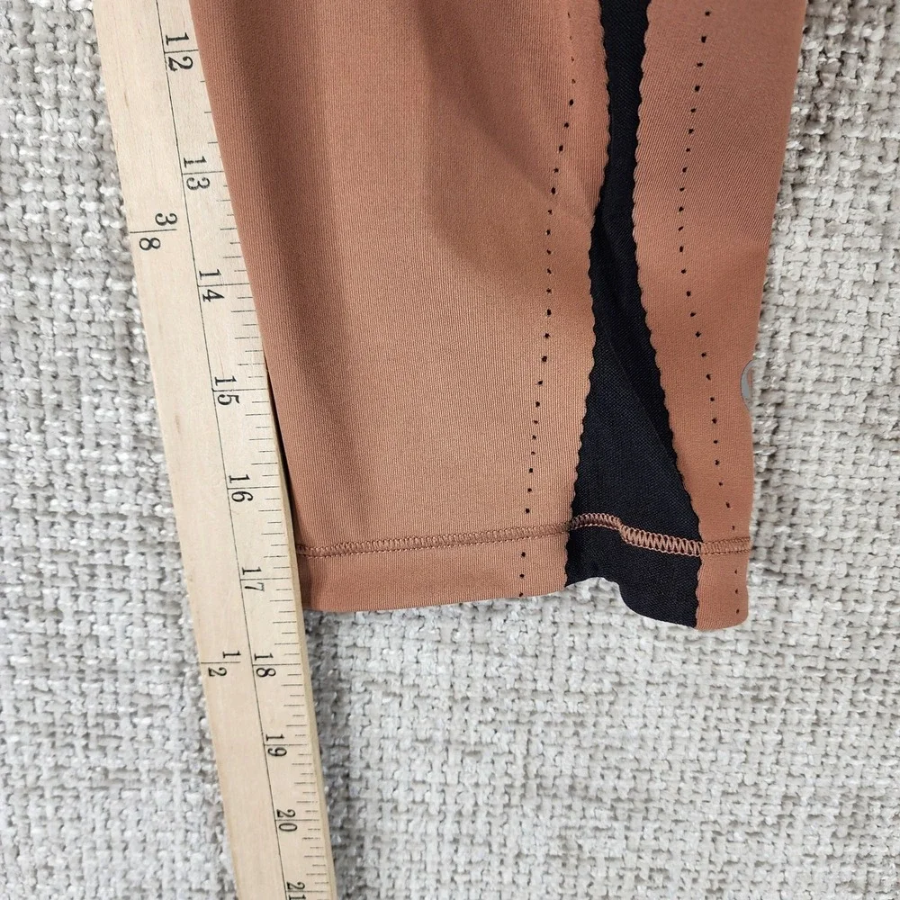 Lululemon Smooth Stride Crop Luxtreme‎ Leggings Womens 6 Henna Black Scalloped